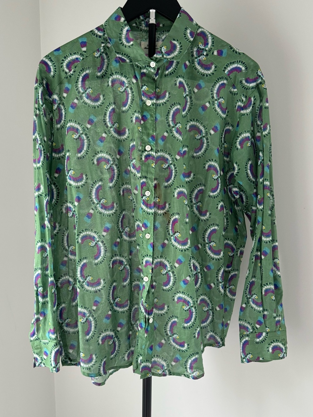 Hartford Green “Tucan” Button-Down Shirt with Purple Accents
